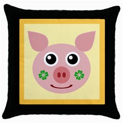 Luck Lucky Pig Pig Lucky Charm Throw Pillow Case (black) by Celenk