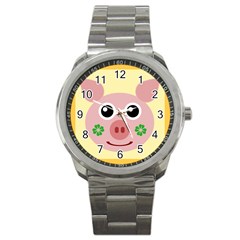 Luck Lucky Pig Pig Lucky Charm Sport Metal Watch by Celenk