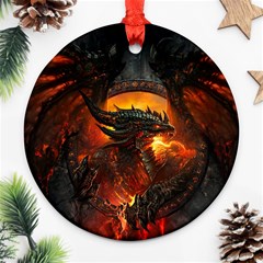 Dragon Legend Art Fire Digital Fantasy Ornament (round) by Celenk