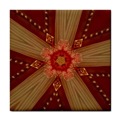 Red Star Ribbon Elegant Kaleidoscopic Design Tile Coasters by yoursparklingshop