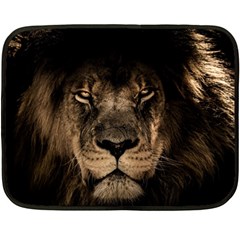 African Lion Mane Close Eyes Double Sided Fleece Blanket (mini)  by Celenk