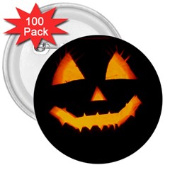 Pumpkin Helloween Face Autumn 3  Buttons (100 Pack)  by Celenk