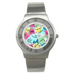 Stickies Post It List Business Stainless Steel Watch by Celenk