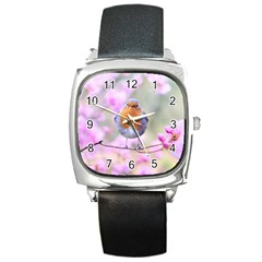 Spring Bird Bird Spring Robin Square Metal Watch by Celenk