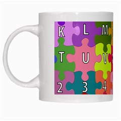 Puzzle Part Letters Abc Education White Mugs by Celenk