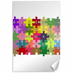 Puzzle Part Letters Abc Education Canvas 24  X 36  by Celenk