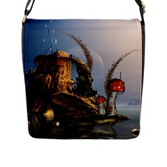 Wonderful Seascape With Mushroom House Flap Messenger Bag (l)  by FantasyWorld7