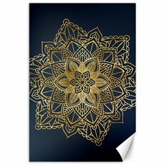 Gold Mandala Floral Ornament Ethnic Canvas 24  X 36  by Celenk