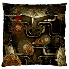 Wonderful Noble Steampunk Design, Clocks And Gears And Butterflies Standard Flano Cushion Case (two Sides) by FantasyWorld7