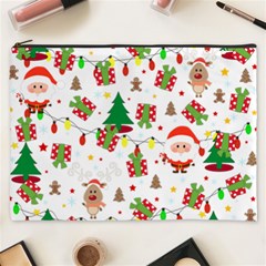 Santa And Rudolph Pattern Cosmetic Bag (xxxl)  by Valentinaart