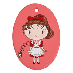 Robot Girl Cutie Oval Ornament by Ellador