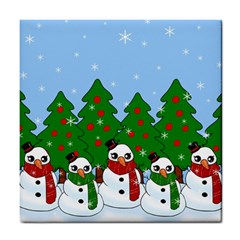 Kawaii Snowman Tile Coasters by Valentinaart