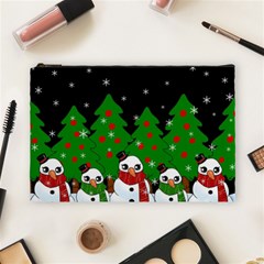 Kawaii Snowman Cosmetic Bag (large)  by Valentinaart