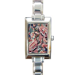 Indonesia Bali Batik Fabric Rectangle Italian Charm Watch by Celenk