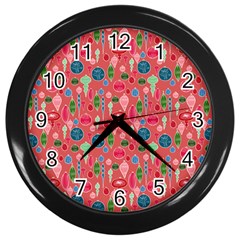 Vintage Christmas Hand-painted Ornaments In Multi Colors On Rose Wall Clocks (black) by PodArtist