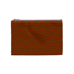 Christmas Red And Green Chevron Zig Zag Stripes Cosmetic Bag (medium)  by PodArtist