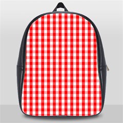 Large Christmas Red And White Gingham Check Plaid School Bag (xl) by PodArtist