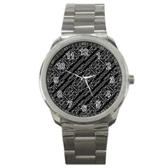 Tribal Stripes Pattern Sport Metal Watch by dflcprints