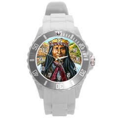 Apache Tribe Warrior Chiricahua Apache Tribe Round Plastic Sport Watch (l) by allthingseveryone