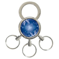 Snowflakes Background Blue Snowy 3-ring Key Chains by Celenk