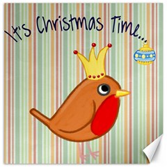 Bird Christmas Card Blue Modern Canvas 16  X 16   by Celenk