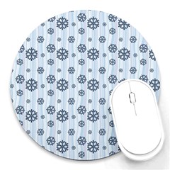 Snowflakes Winter Christmas Card Round Mousepads by Celenk