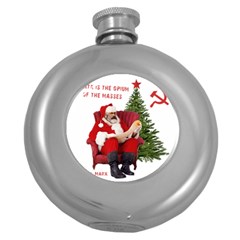 Karl Marx Santa  Round Hip Flask (5 Oz) by Valentinaart