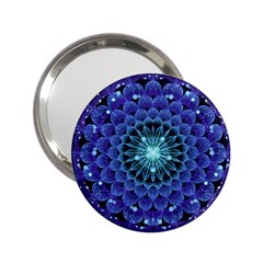 Accordant Electric Blue Fractal Flower Mandala 2 25  Handbag Mirrors by jayaprime