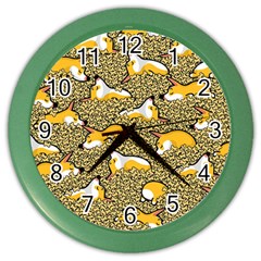 Sleeping Corgi Color Wall Clocks by Celenk