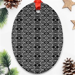 Black And White Ethnic Pattern Oval Ornament (two Sides) by dflcprints