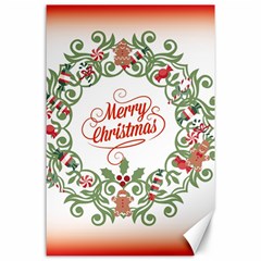 Merry Christmas Wreath Canvas 24  X 36  by Celenk