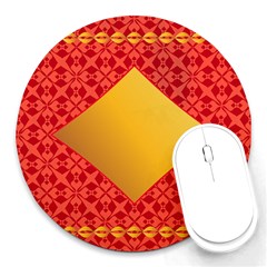 Christmas Card Pattern Background Round Mousepads by Celenk