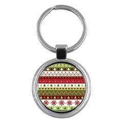 Christmas Spirit Pattern Key Chains (round)  by patternstudio