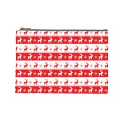 Knitted Red White Reindeers Cosmetic Bag (large)  by patternstudio