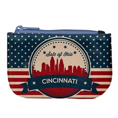 Retro Cincinnati Ohio Skyline Large Coin Purse by Bigfootshirtshop