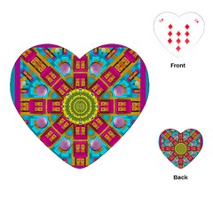 Sunny And Bohemian Sun Shines In Colors Playing Cards (heart)  by pepitasart