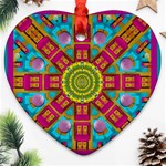 Sunny And Bohemian Sun Shines In Colors Heart Ornament (Two Sides) Front