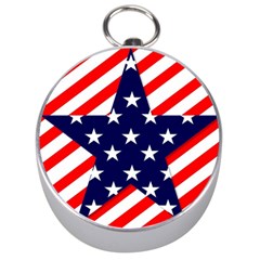 Patriotic Usa Stars Stripes Red Silver Compasses by Celenk