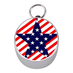 Patriotic Usa Stars Stripes Red Mini Silver Compasses by Celenk