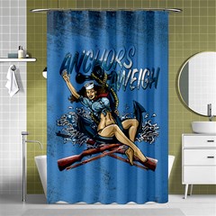 Navy Anchor s Aweigh Pinup Girl Shower Curtain 48  X 72  (small) by Bigfootshirtshop