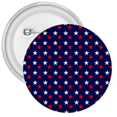 Patriotic Red White Blue Stars Blue Background 3  Buttons by Celenk