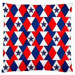 Patriotic Red White Blue 3d Stars Large Flano Cushion Case (two Sides) by Celenk