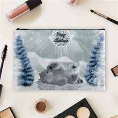 Cute Polar Bear Baby, Merry Christmas Cosmetic Bag (large)  by FantasyWorld7