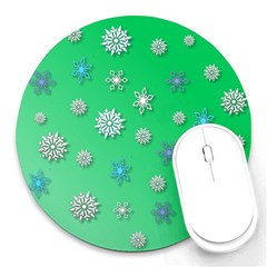 Snowflakes Winter Christmas Overlay Round Mousepads by Celenk