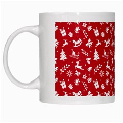 Red Christmas Pattern White Mugs by patternstudio