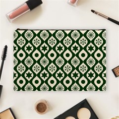 Green Ornate Christmas Pattern Cosmetic Bag (large)  by patternstudio