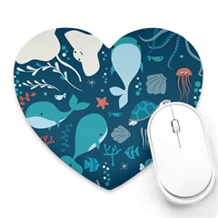 Cool Sea Life Pattern Heart Mousepads by Bigfootshirtshop