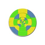 Fabric 3d Geometric Circles Lime Rubber Round Coaster (4 pack)  Front