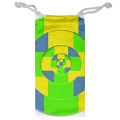 Fabric 3d Geometric Circles Lime Jewelry Bag by Celenk