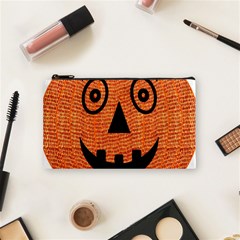 Fabric Halloween Pumpkin Funny Cosmetic Bag (small)  by Celenk